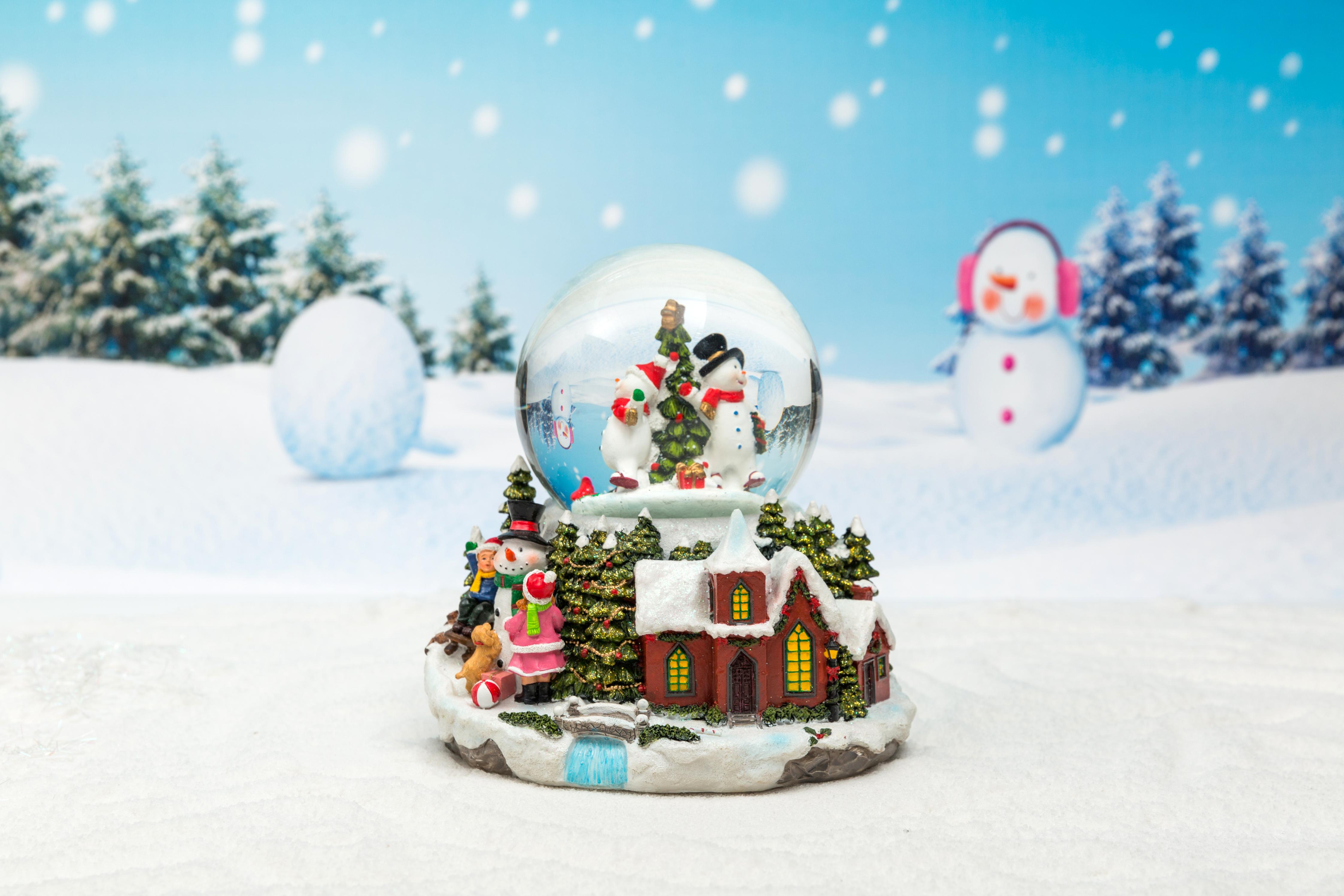 Christmas Snow Globe: 85/120mm Snowman&Kids Base Waterball
