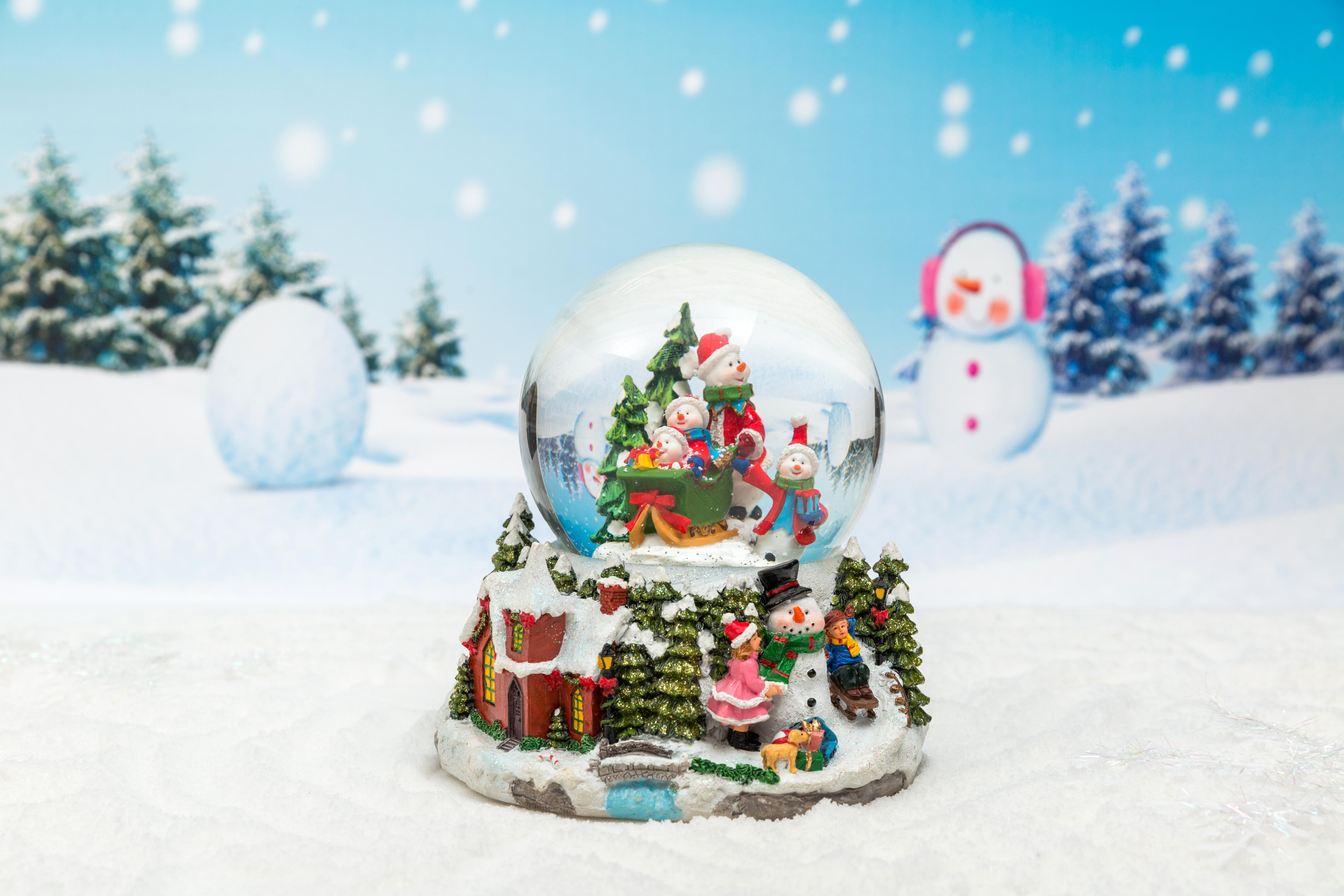 Christmas Snow Globe: 85/120mm Snowman&Kids Base Waterball