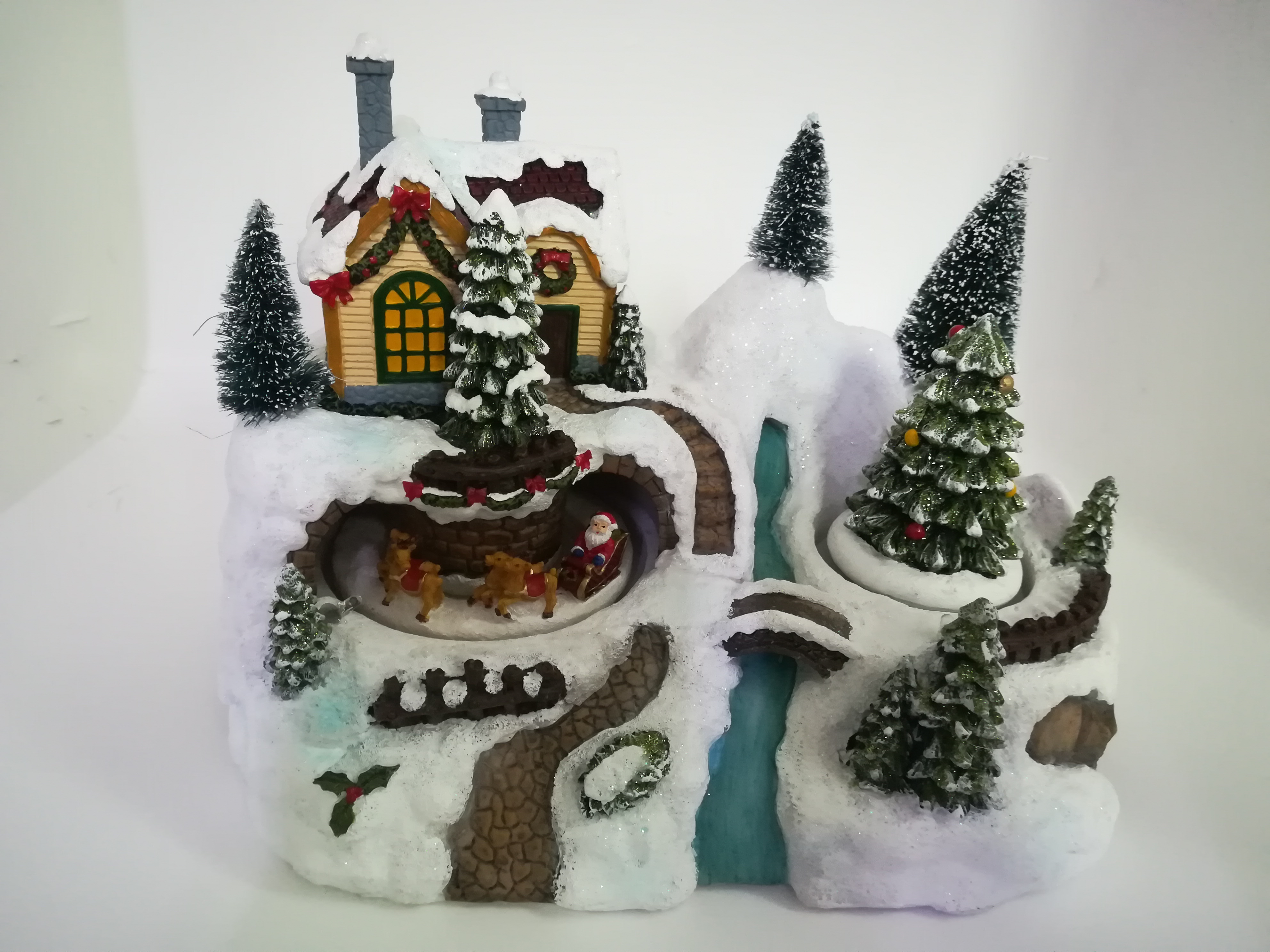 Christmas Snow Globe/Decorations: Train Crosses Cave Snow Scene Decoration/80mm Waterball