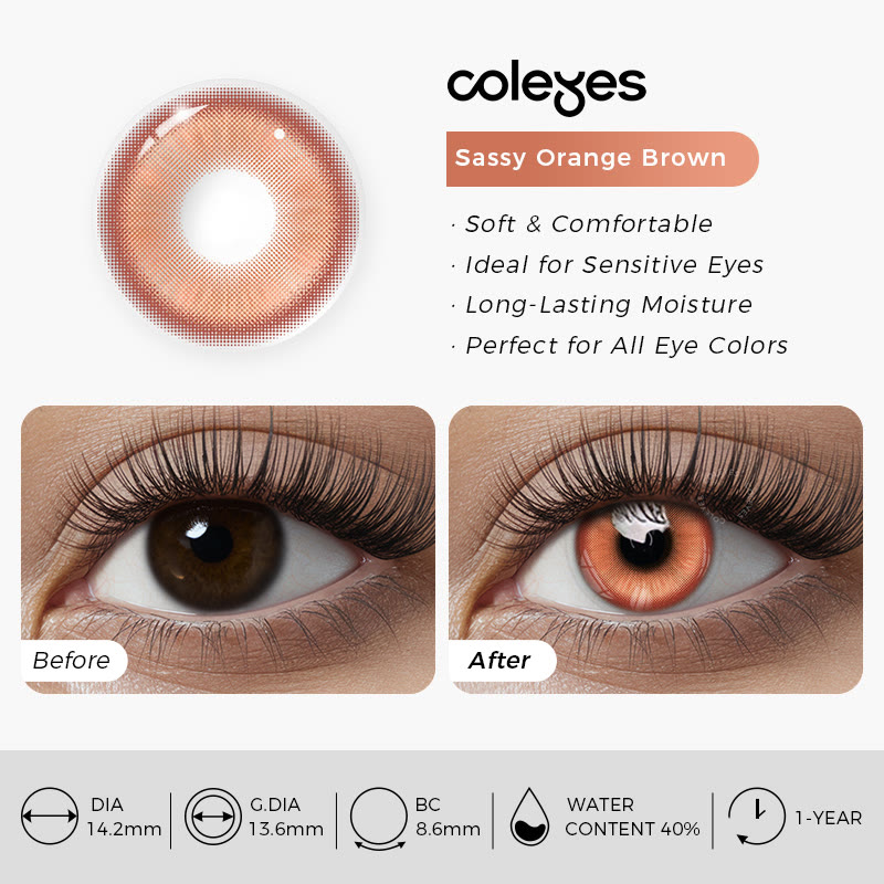 Coleyes Sassy Orange-Braun Farbige Jahreskontaktlinsen für Cosplay mit Sehstärke - image 5