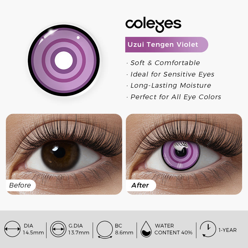 Coleyes Uzui Tengen Violette Jahreskontaktlinsen mit Sehstärke für Cosplay - image 5