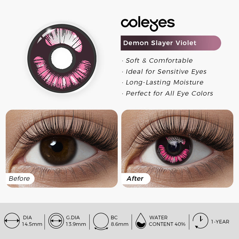 Coleyes – Demon Slayer – Violette, farbige Cosplay-Kontaktlinsen mit Sehstärke für das Jahr - image 4