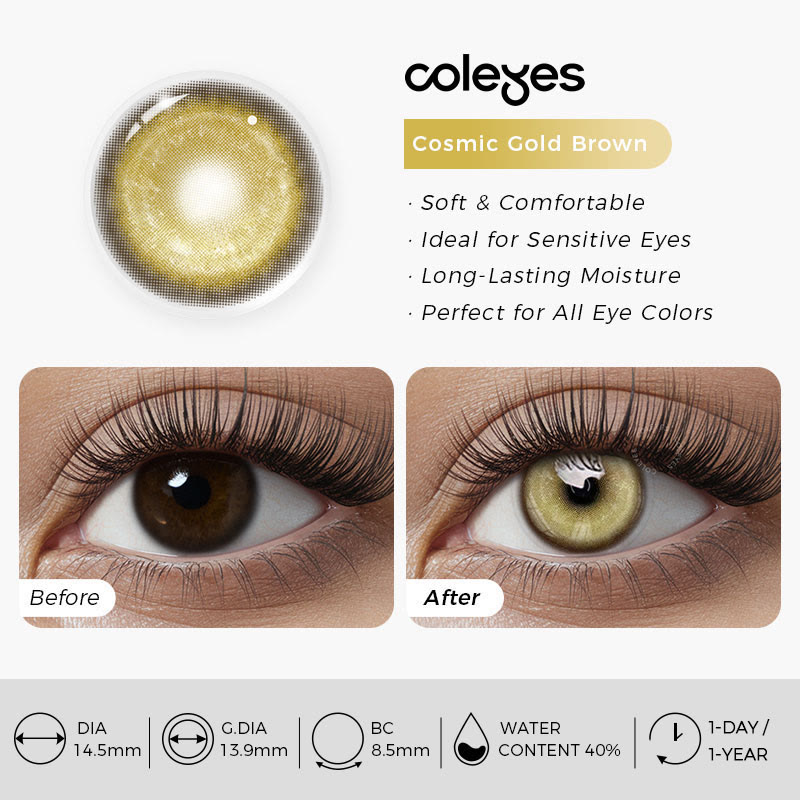 Coleyes Cosmic Goldbraune 1-Tages-/1-Jahres-Cosplay-Kontaktlinsen mit Sehstärke - image 9