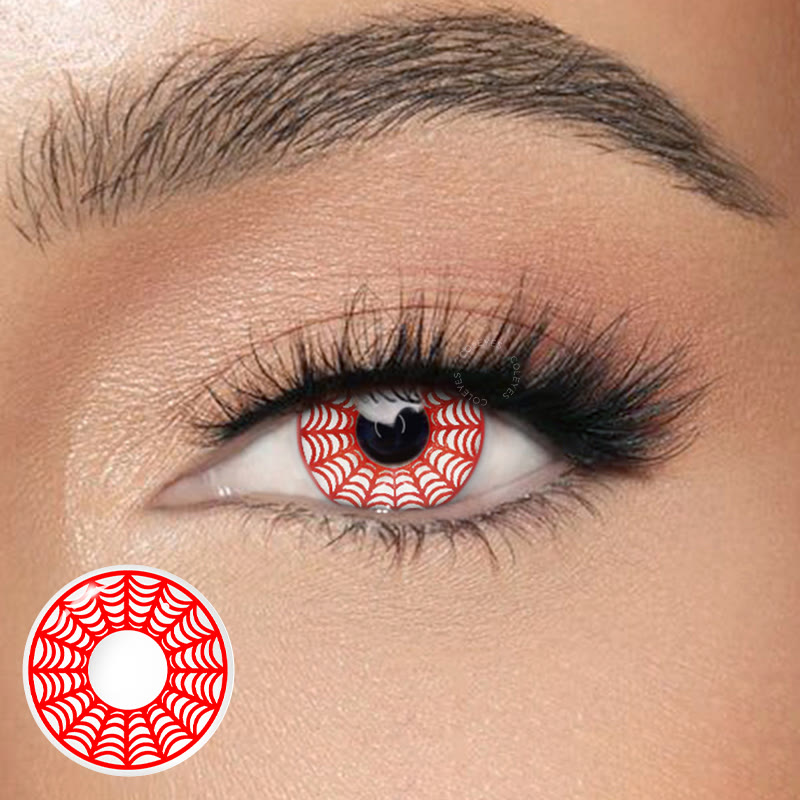 Coleyes Spider Web Red Jahres-Cosplay-Farbkontaktlinsen mit Sehstärke - image 1