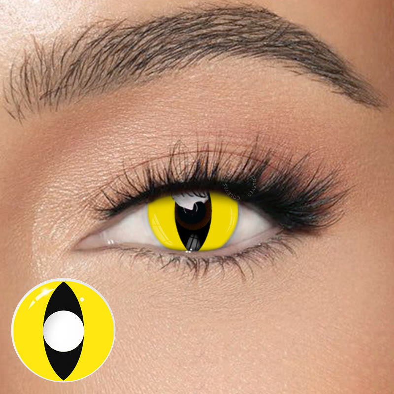 Coleyes – Gelbe Katzenaugen-Kontaktlinsen mit Sehstärke für Cosplay-Jahreslinsen - image 1