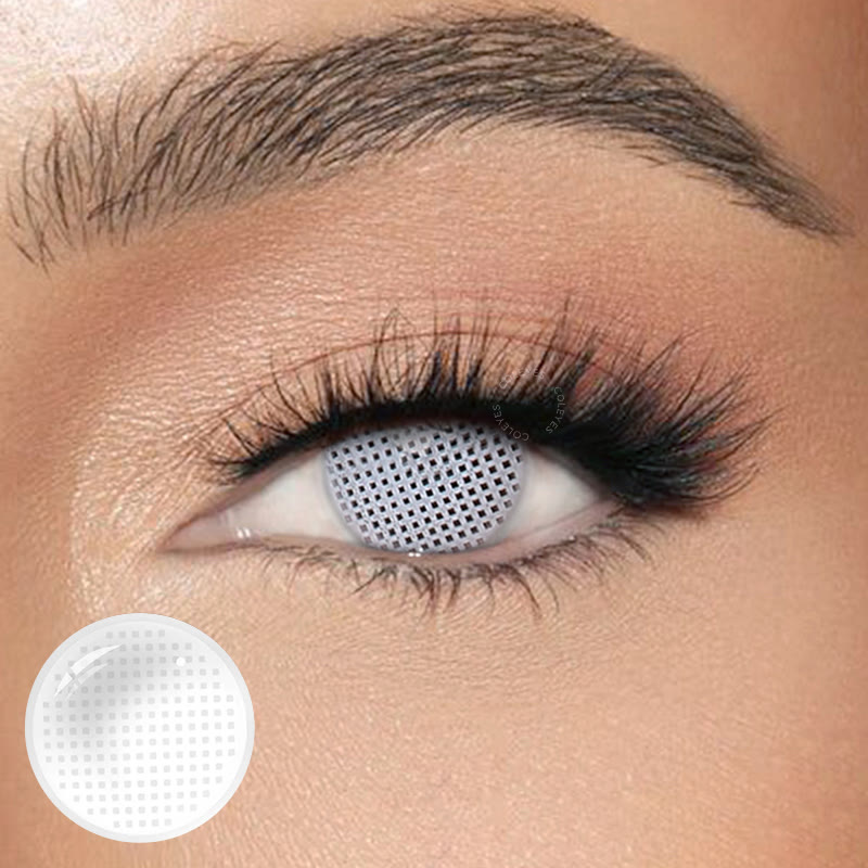Coleyes Blind Mesh Weiße Jahreskontaktlinsen mit Sehstärke für Cosplay - image 1