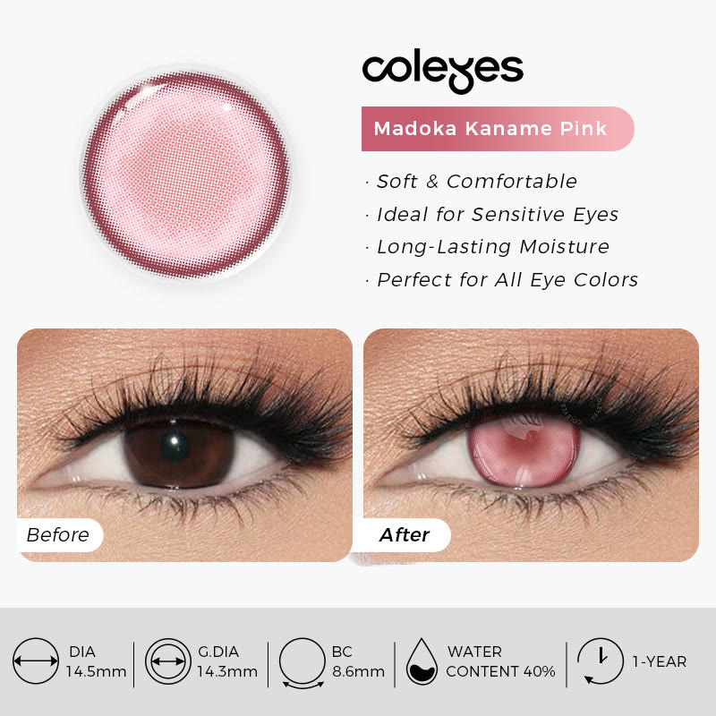 Coleyes Madoka Kaname Pink Jährliche Cosplay Farbige Kontaktlinsen - image 5