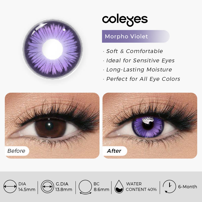 Coleyes Morpho Violet Farbige Kontaktlinsen mit Sehstärke für 6 Monate - image 6