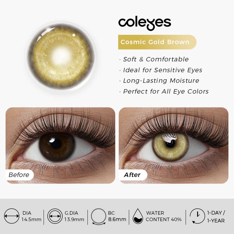 Coleyes Cosmic Gold Brown 1-Tages-/1-Jahres-Kontaktlinsen mit Sehstärke für Cosplay - image 9