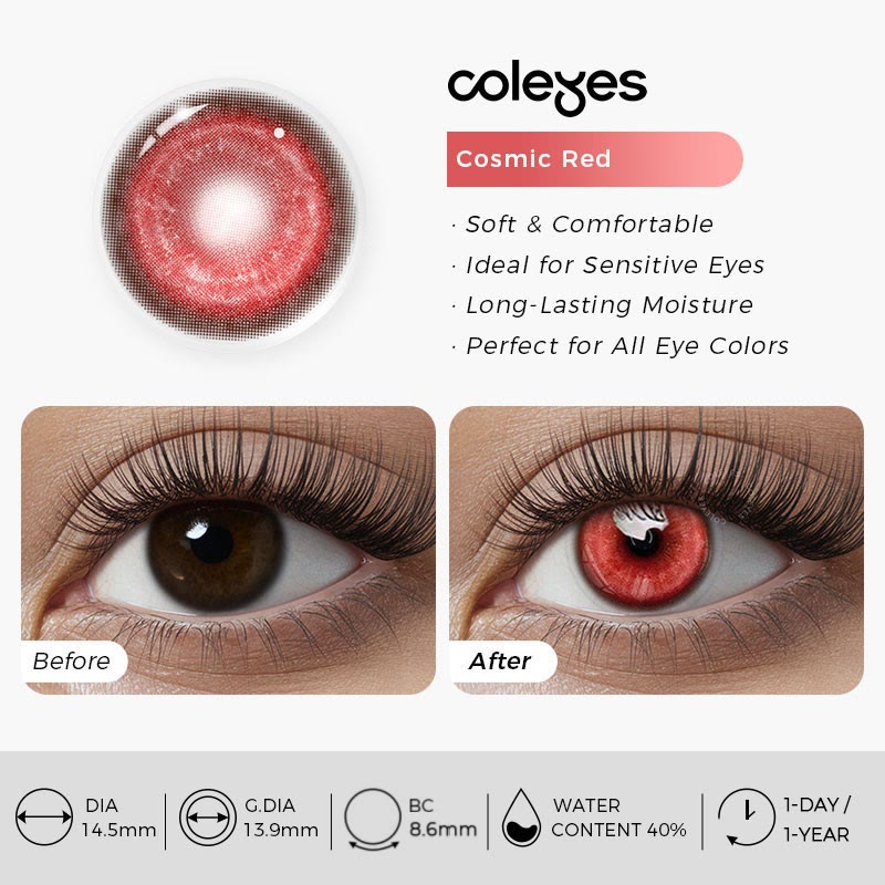 Coleyes Cosmic Red 1-Tages-/1-Jahres-Kontaktlinsen mit Sehstärke für Cosplay - image 13