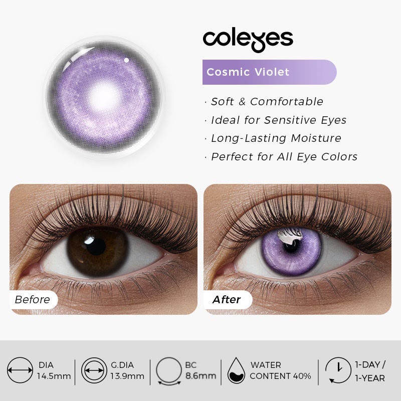 Coleyes Cosmic Violet 1-Tages-/1-Jahres-Kontaktlinsen mit Sehstärke für Cosplay - image 12