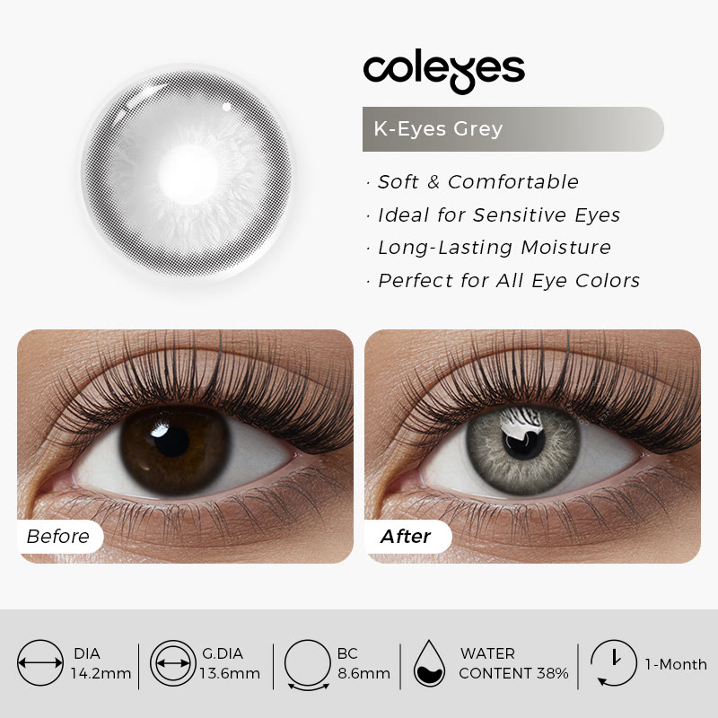 Coleyes K-Eyes Graue Monats-Kontaktlinsen mit Sehstärke - image 11