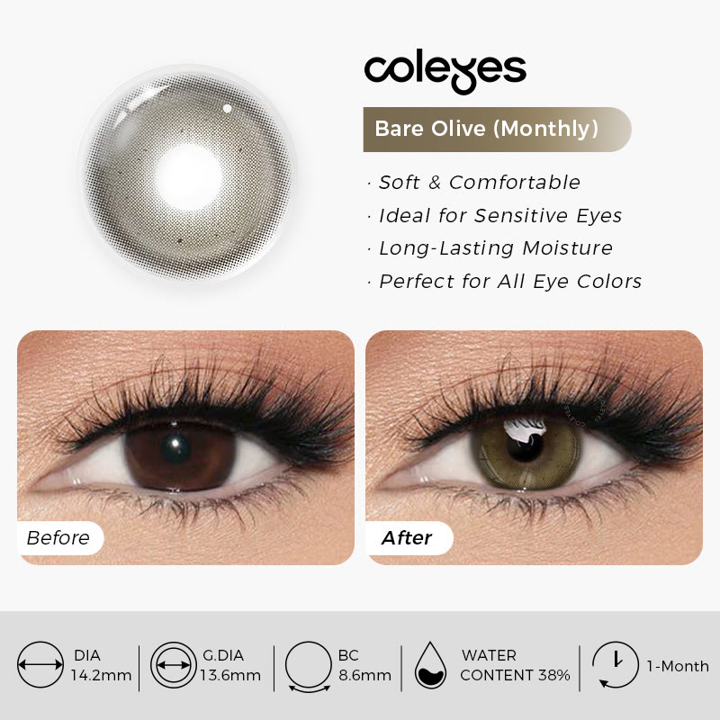 Coleyes Bare Olive Monats-Kontaktlinsen mit Farbverschreibung - image 12