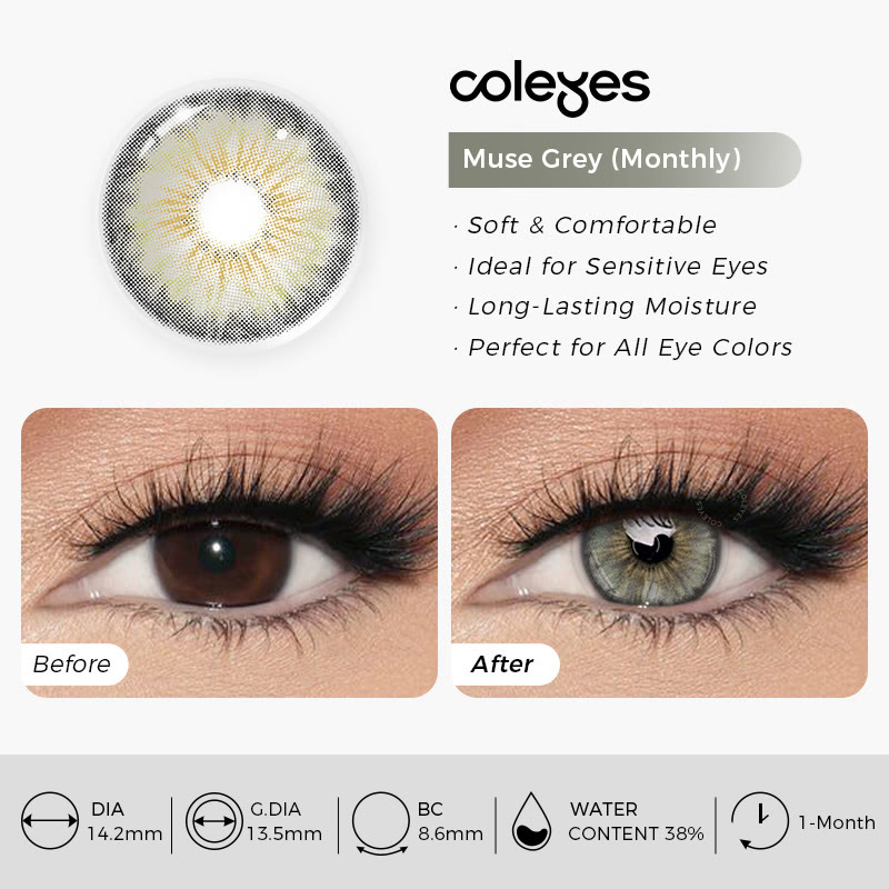 Coleyes Muse Graue Monats-Kontaktlinsen mit kleiner Pupille - image 11