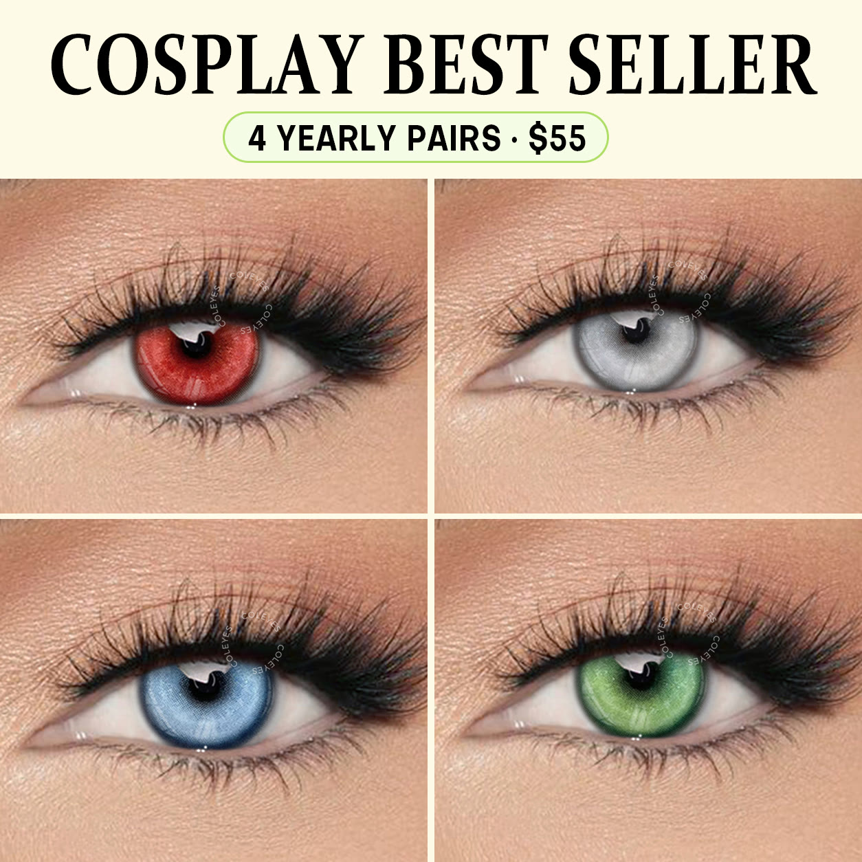 Coleyes Cosmic – Die meistverkauften Cosplay-Kontaktlinsen des Jahres | 4-Farben-Set - Cosplay-Bestseller – 4 Paare pro Jahr · 55 $ - TOP4A03 - 0,00 - image 1