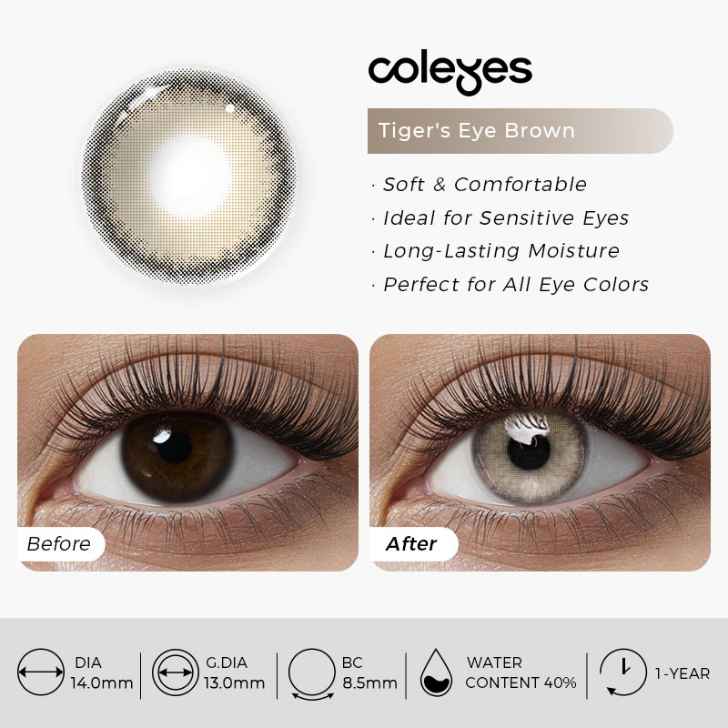 Coleyes Tigerauge Braune farbige Jahreskontaktlinsen mit Sehstärke - image 7