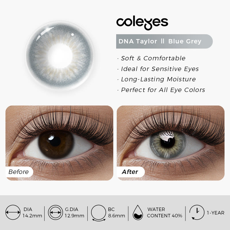 Coleyes DNA Taylor Ⅱ Blaugraue farbige Jahreskontaktlinsen mit Sehstärke - image 7