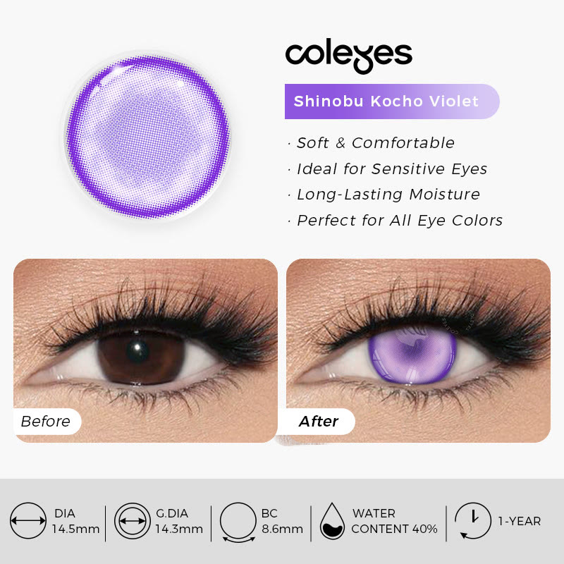 Coleyes Shinobu Kocho Violett – Farbige Jahreskontaktlinsen für Cosplay - image 5