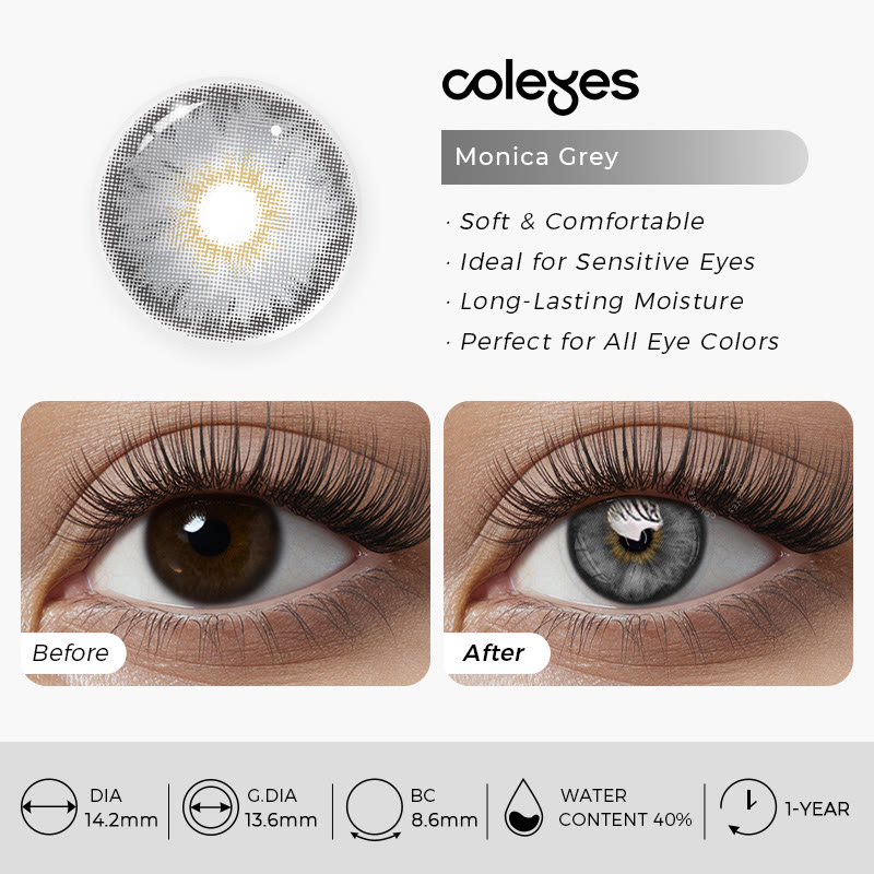 Coleyes – Monica – Graue, farbige Jahreskontaktlinsen für kleine Pupillen - image 9