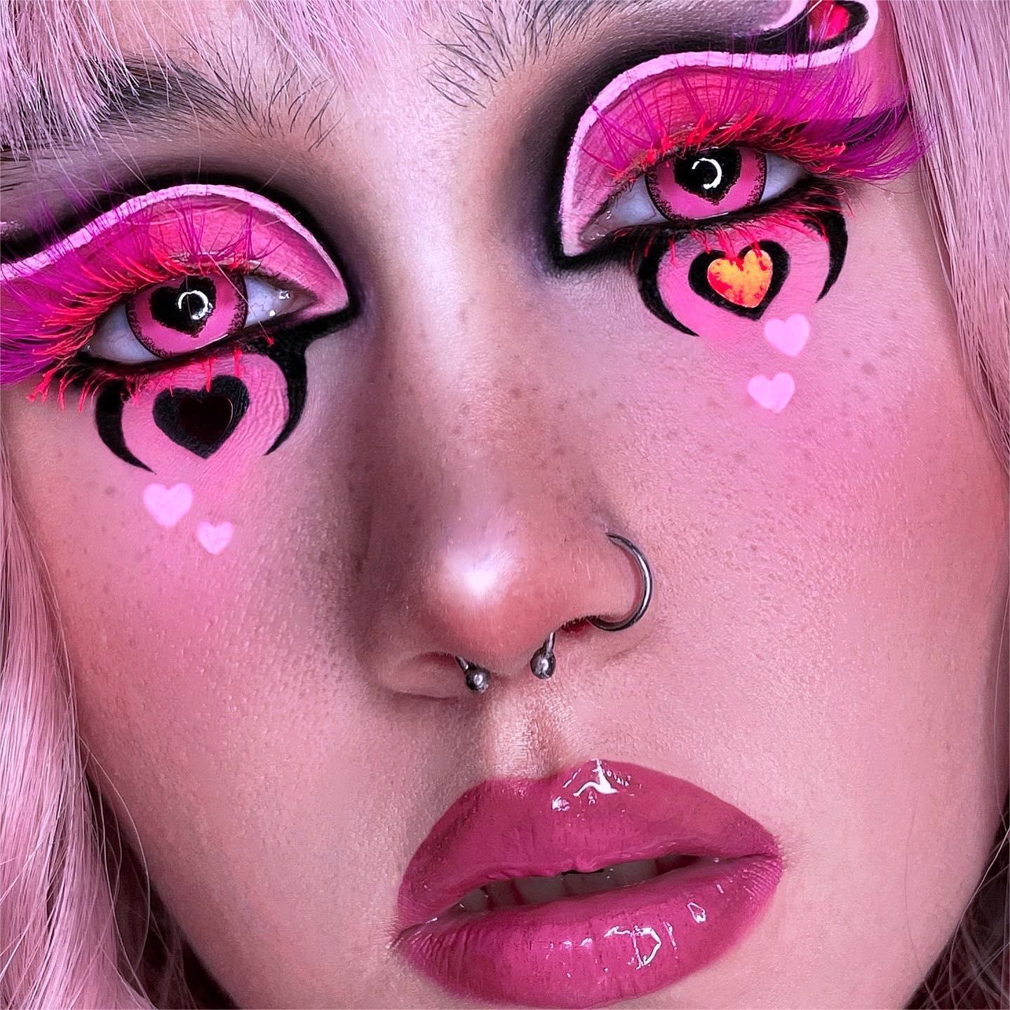 Coleyes Yandere Schwarz-Pinke Jahres-Cosplay-Kontaktlinsen mit Sehstärke - image 5