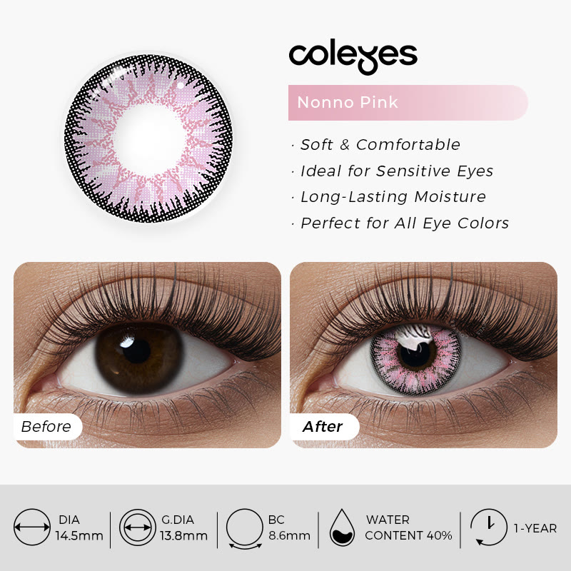 Coleyes Nonno Pink – Farbige Jahreskontaktlinsen für Cosplay mit Sehstärke - image 4