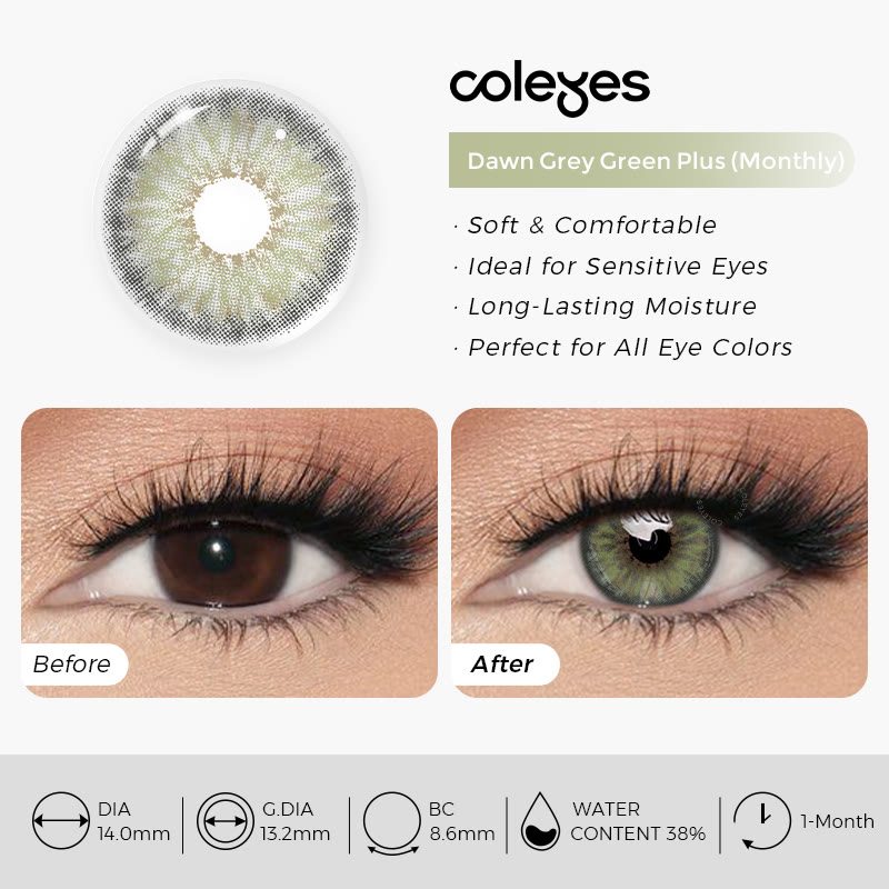 Coleyes Dawn Grey Green Plus Monats-Kontaktlinsen mit Sehstärke - image 6