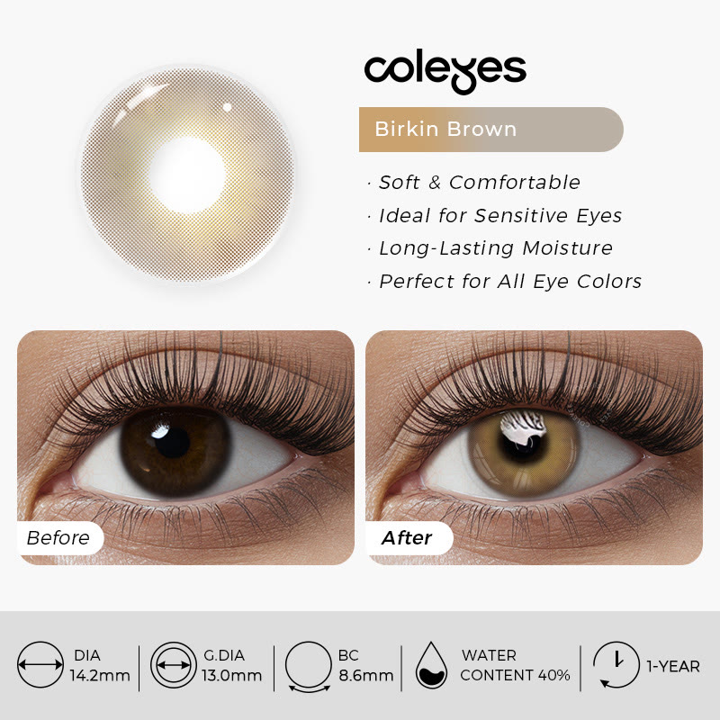 Coleyes Birkin Braune farbige Jahreskontaktlinsen mit Sehstärke - image 4