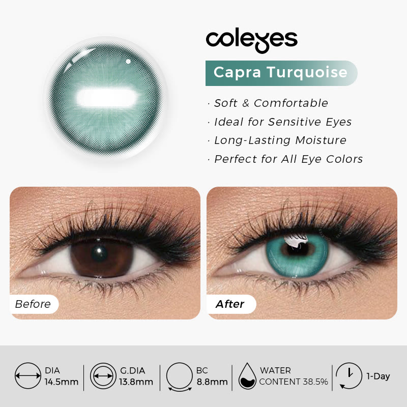 Coleyes Capra Türkis Cosplay Farbige Kontaktlinsen | 1 Tag - 4 Stück - image 7