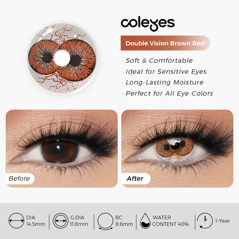 Coleyes Doppelsicht Braun Rot Jahres-Cosplay-Farbkontaktlinsen - image 4