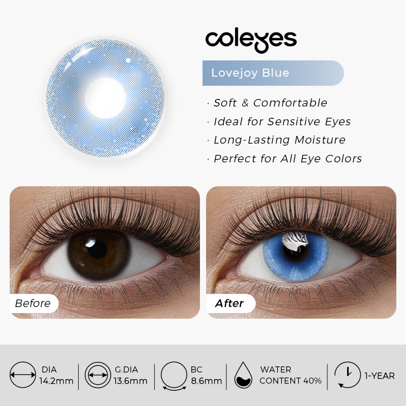 Coleyes Lovejoy Blaue farbige Jahreskontaktlinsen mit Sehstärke - image 5