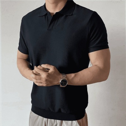 🌟 Men's Ribbed Collar Short-Sleeve Polo Shirt