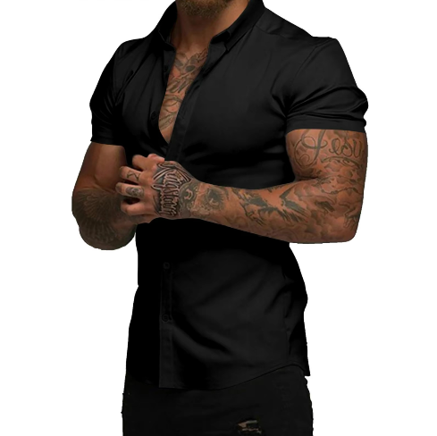 🔥 Men’s Slim Fit Stretch Short Sleeve Shirt – Stylish & Comfortable! 🔥