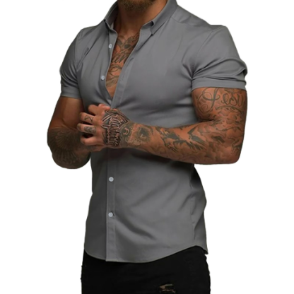 🔥 Men’s Slim Fit Stretch Short Sleeve Shirt – Stylish & Comfortable! 🔥