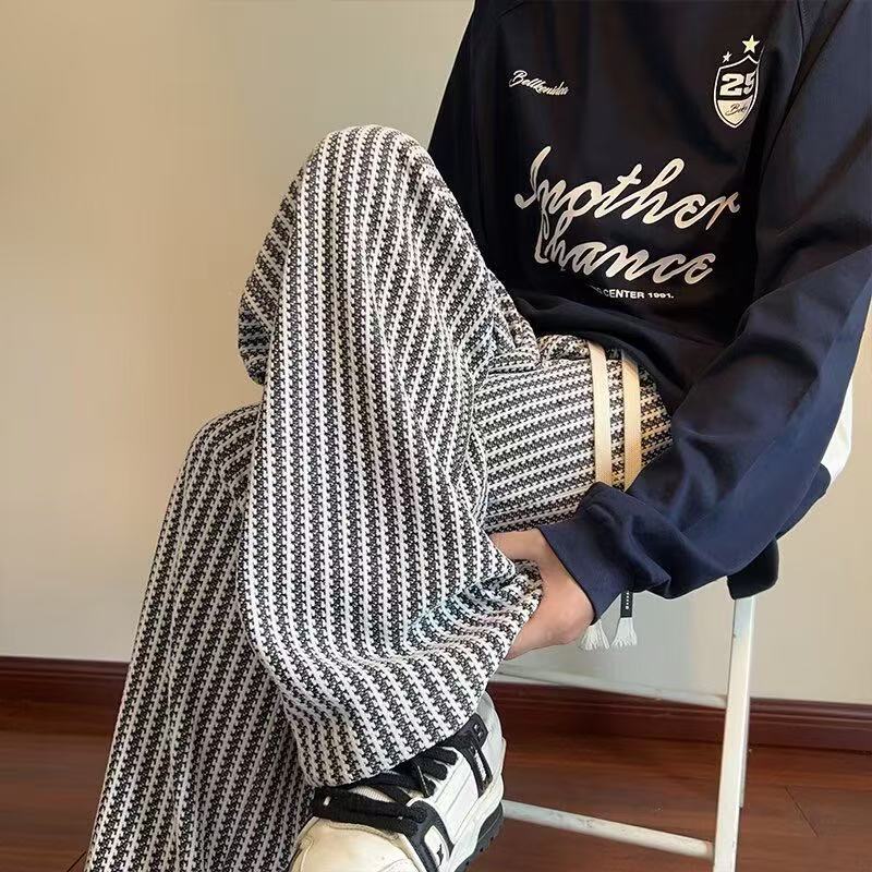 🔥New Striped Knit Loose Straight-Leg Pants