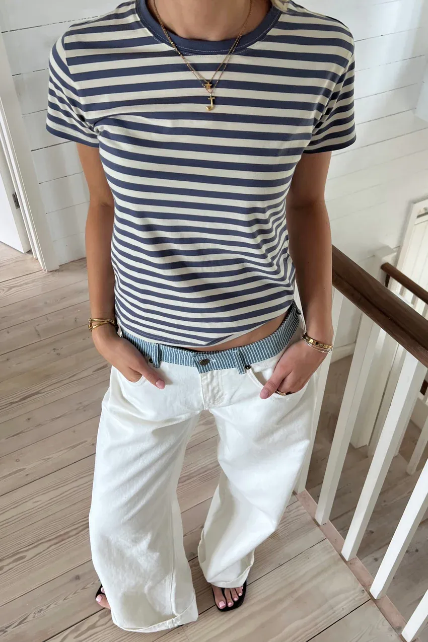 👖 Color-Block Strap Patchwork Straight Jeans ✨