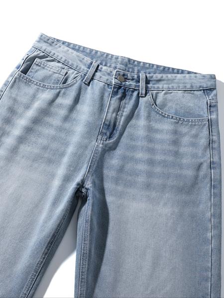 Men's Solid Color Denim Jeans, Loose Casual Comfy Wide Leg Trousers for Daily Wear, Woven Bottoms for All Seasons