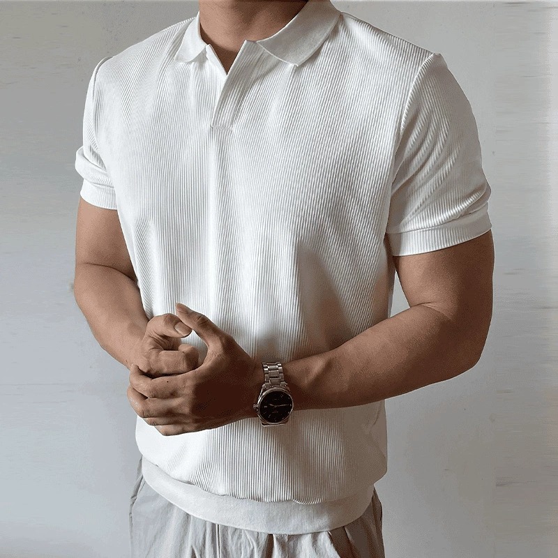 🌟 Men's Ribbed Collar Short-Sleeve Polo Shirt