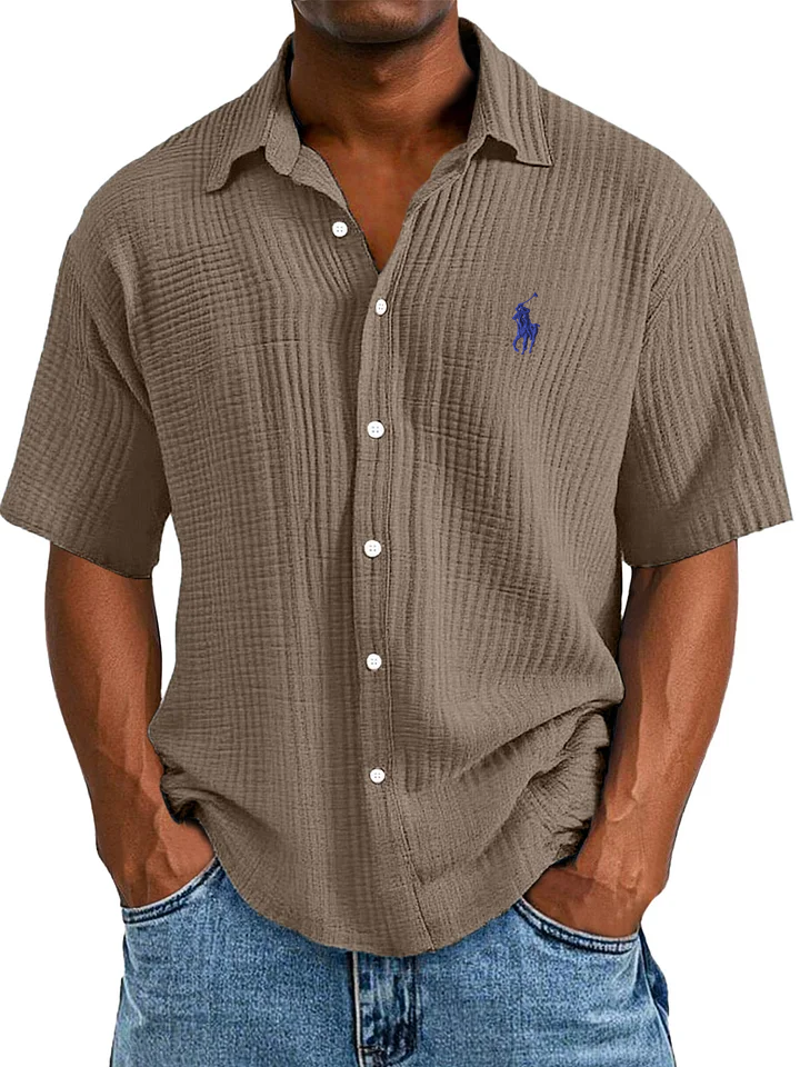 🔥Men's Casual Loose And Comfortable Textured Short-sleeved Shirt