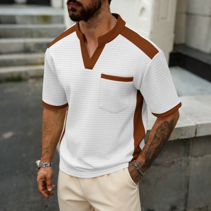 Men's Waffle Color Block Short Sleeve T-Shirt