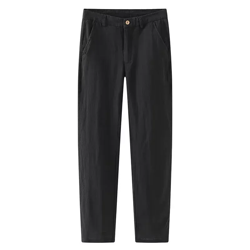 Men's Straight‑Leg Linen Casual Pants