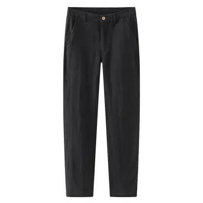 Men's Straight‑Leg Linen Casual Pants