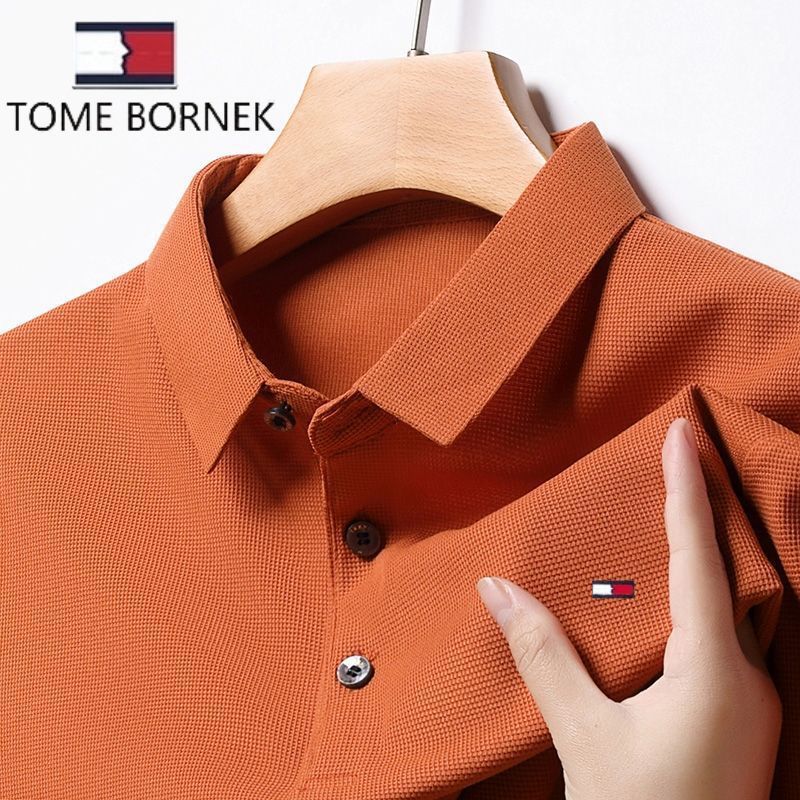 Genuine Tommy Tommy Men'S Short Sleeve T-Shirt Summer Lapel Mercerated Cotton Thin Half Sleeve Business Casual Top