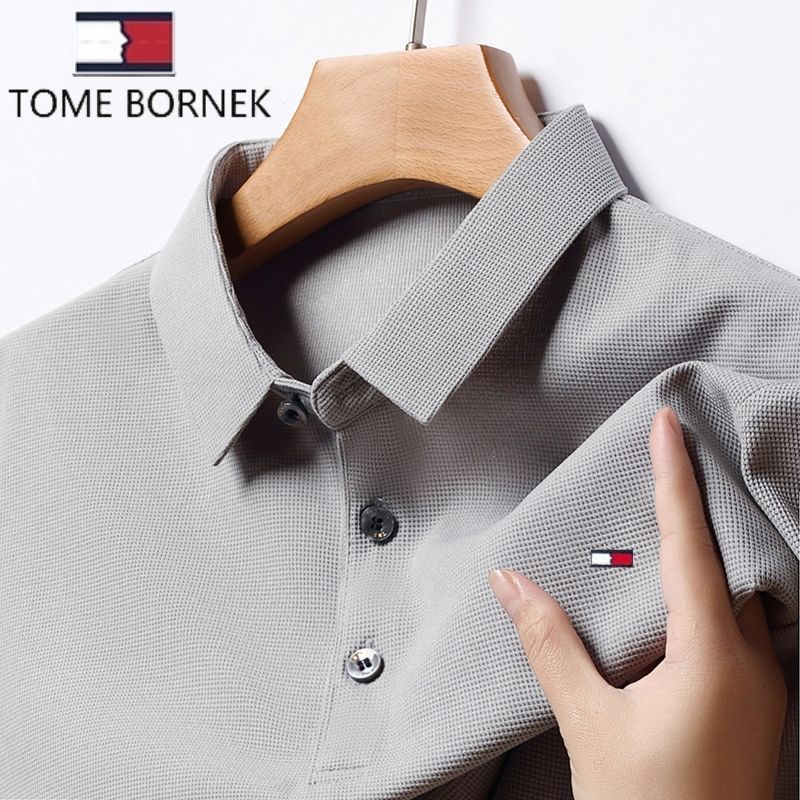 Genuine Tommy Tommy Men'S Short Sleeve T-Shirt Summer Lapel Mercerated Cotton Thin Half Sleeve Business Casual Top