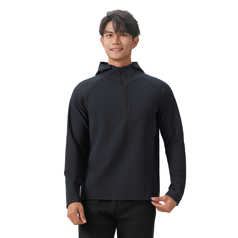 👕 Men’s Slim Fit Half-Zip Hooded Jacket