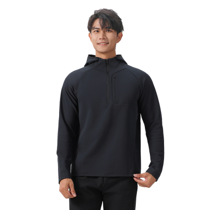 👕 Men’s Slim Fit Half-Zip Hooded Jacket