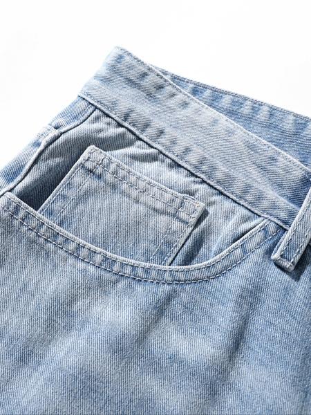 Men's Solid Color Denim Jeans, Loose Casual Comfy Wide Leg Trousers for Daily Wear, Woven Bottoms for All Seasons