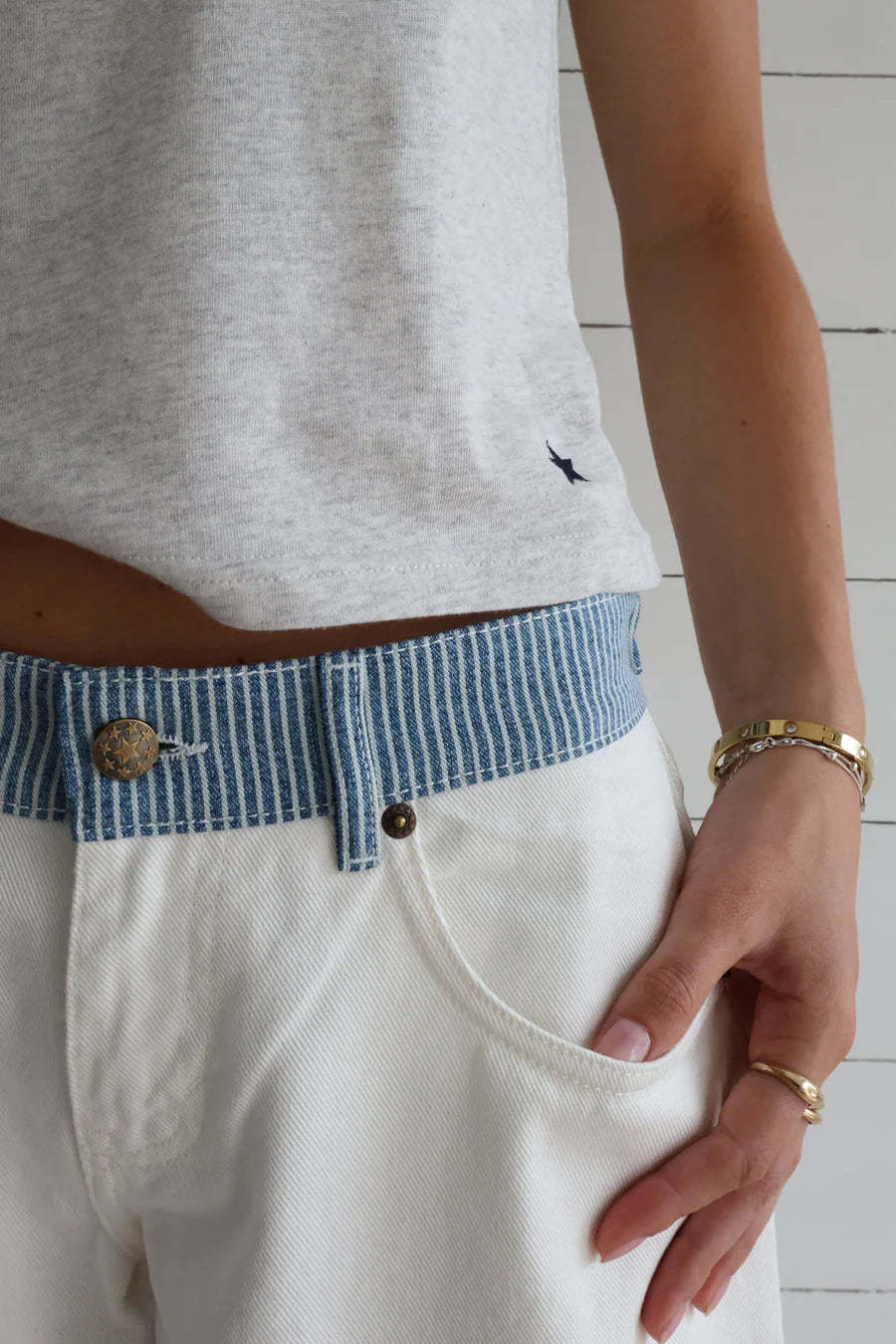 👖 Color-Block Strap Patchwork Straight Jeans ✨