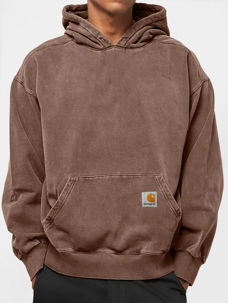 Men's 100% Cotton Washed Vintage Casual Hoodie