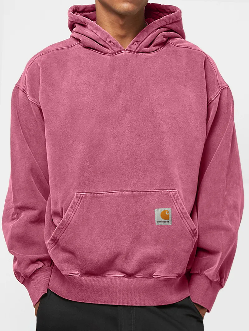 Men's 100% Cotton Washed Vintage Casual Hoodie