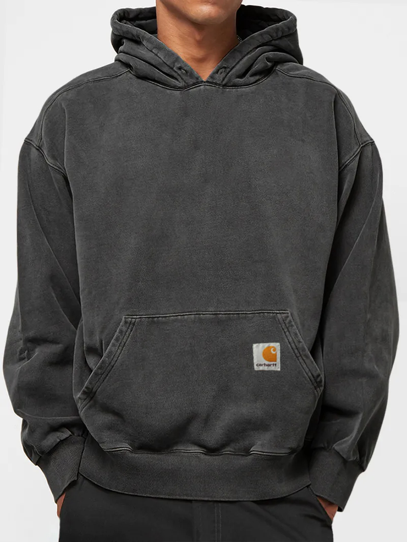 Men's 100% Cotton Washed Vintage Casual Hoodie